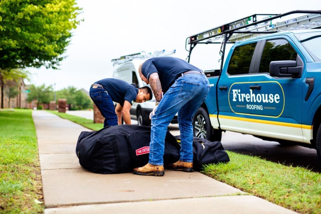 Firehouse Roofing team preparing for a roof revamp in Dallas, TX